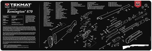 Picture of TekMat TEKR36REM870 Remington 870 Cleaning Mat Black/White Rubber 12"x36" Remington 870 Parts Diagram TEKR36REM870 TEK-R36-REM-870