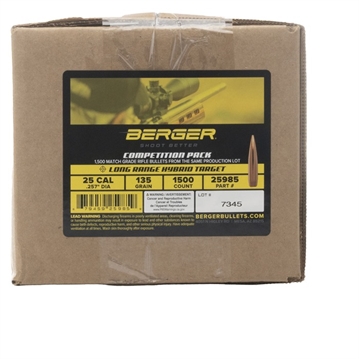 Picture of Berger Bullets 25 CALIBER (0.257'') 135GR LR HYBRID TARGET BT 1500/BOX 25985