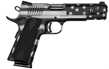 Picture of Citadel M1911 Flag 45 ACP 8+1, 5" Stainless Steel Barrel, American Flag Gray Cerakote Serrated Steel Slide, Frame w/Beavertail, Features Matching Ammo Can, Ambidextrous CITC45FSPUSG