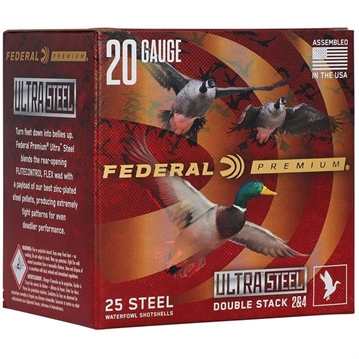 Picture of Federal Ultra Steel, FLIGHTCONTROL FLEX WAD, 20 Gauge, 3", #2 and #4 Shot, 1oz, Zinc Plated Steel, 25 Round Box PWUX209 24 PWUX20924