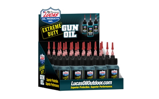 Picture of Lucas Oil Extreme Duty, Liquid Gun Oil, 1oz, 20/Pack, Plastic, Includes Counter Top Display 10875-20