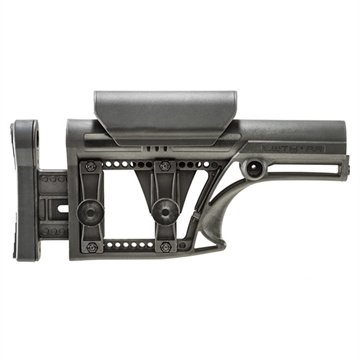 Picture of Luth-AR MBA-1 Fixed Stock, Fits AR-15 & AR-10 Rifle Length A2 Buffer Tube, Adjustable Cheek Piece and Length of Pull, Black MBA-1 MBA1