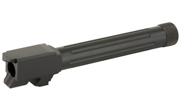 Picture of Lone Wolf Distributors AlphaWolf Barrel, 9MM, Salt Bath Nitride Coated, Threaded/Fluted, 416R Stainless Steel, Conversion to 9mm Stock Length, Fits Glock 22/31 Gen 1-4, Includes Thread Protector, Made in the USA AW-229TH