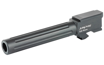 Picture of Lone Wolf Distributors AlphaWolf Barrel, 9MM, Salt Bath Nitride Coated, Fluted, 416R Stainless Steel, Conversion to 9mm Stock Length, Fits Glock 22/31, Made in the USA AW-229N