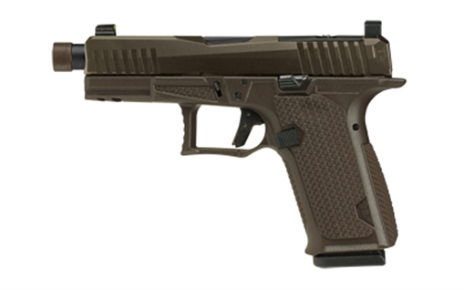 Picture of Lone Wolf Distributors Dusk19, Striker Fired, Semi-automatic, Polymer Frame Pistol, Compact, 9mm, 4.6" Threaded Black Barrel, Matte Finish, Brown Frame and Bronze Slide, RMR Compatible Optic Cut, Front Night Sight/ Black Rear, 15 Rounds, 1 Magazine LWD-DUSK19-ORB-TH