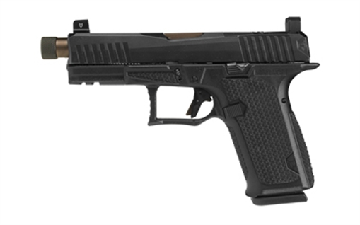 Picture of Lone Wolf Distributors Dusk19, Striker Fired, Semi-automatic, Polymer Frame Pistol, Compact, 9mm, 4.6" Threaded Bronze Barrel, Matte Finish, Black Frame and Slide, RMR Compatible Optic Cut, Front Night Sight/ Black Rear, 15 Rounds, 1 Magazine LWD-DUSK19-BLK-TH