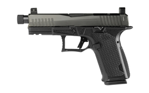 Picture of Lone Wolf Distributors Dusk19, Striker Fired, Semi-automatic, Polymer Frame Pistol, Compact, 9mm, 4.6" Threaded Gray Barrel, Matte Finish, Black Frame and Gray Slide, RMR Compatible Optic Cut, Front Night Sight/ Black Rear, 15 Rounds, 1 Magazine LWD-DUSK19-GG-BLK-TH