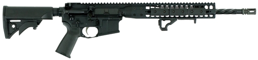 Picture of LWRC Direct Impingement Rifle, Semi-automatic Rifle, 223 Rem/556NATO, 16.1" Cold Hammer Forged Spiral Fluted Barrel, 1:7 Twist, Black Finish, LWRCI Compact Stock, Magpul MOE+ Grip, 10Rd, LWRCI Modular Free Float Rail, LWRCI Monoforge Upper Receiver, California Compliant, Includes JT Pin ICDIR5B16CAC