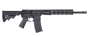 Picture of LWRC Direct Impingement Rifle, Semi-automatic Rifle, 223 Rem/556NATO, 16.1" Cold Hammer Forged Spiral Fluted Barrel, 1:7 Twist, Black Finish, LWRCI Compact Stock, Magpul MOE+ Grip, 30Rd, LWRCI Free Float MLOK Rail, LWRCI A2 Flash Hider, LWRCI Monoforge Upper Receiver ICDIR5B16ML