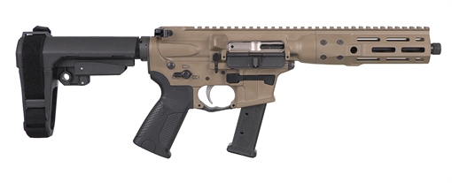 Picture of LWRC IC-9 9mm Luger 8.50" 33+1 Black Nitride Threaded Barrel, Flat Dark Earth Anodized Aluminum Picatinny Rail Receiver, SB Tactical SBA3 Brace, LWRC Ultra Combat Grip, Ambidextrous ICP9CK8SBA3