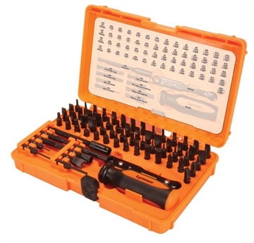 Picture of Lyman Products Screwdriver Set, Tool, Black, 68 Pieces, (32) Hollow Ground Bits for Slotted Screws, (17) Hex Bits In Standard and Metric Sizes, (6) Phillips Bits Including 2 Long Bits, (4) 6-Lobe Bits, (6) Specialty Bits, (1) Extension, (1) Ratchet Handle, and (1) Handle 7991361