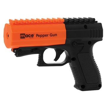 Picture of Mace Pepper Spray Gun 2.0 OC Pepper UV Dye 7 Bursts Range 20 ft Black/Orange Includes LED Light 80586