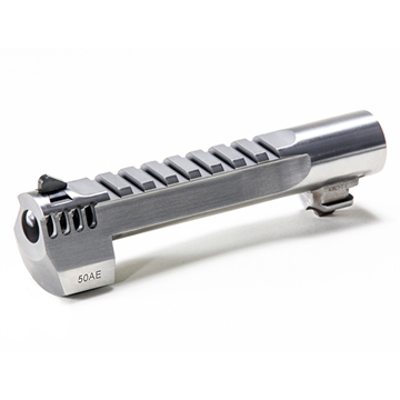 Picture of Magnum Research Barrel, .50 Action Express, 6", Picatinny Accessory Rail, With Muzzle Brake, Fits Desert Eagle MK XIX 50AE, Stainless Steel Finish, Silver BAR506SRMB