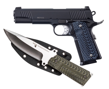 Picture of dMAGN RSRH DE1911 9MM "G" 5" CARB STL BLK PSTL W/KNIFE DE1911G9-K DE1911G9K