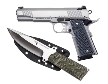 Picture of MAGN RSRH DE1911 9MM "G" 5" STS PSTL W FXD SIGHTS AND KNIFE DE1911G9SS-K DE1911G9SSK