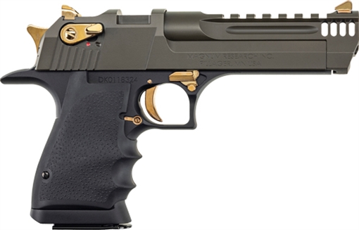 Picture of MAGNUM RESEARCH RESEARCH DESERT EAGLE L5 .44 MAG 5IN BARREL 8RD BLACK FRAME MIL-SPEC GREEN SLIDE MUZZLE BRAKE DE44L5MSG