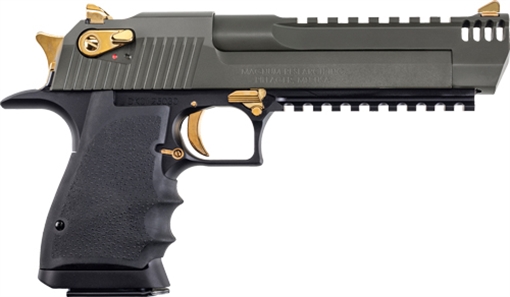 Picture of MAGNUM RESEARCH RESEARCH DESERT EAGLE L6 .44 MAG 5IN BARREL 8RD BLACK FRAME MIL-SPEC GREEN SLIDE MUZZLE BRAKE DE44L6MSG