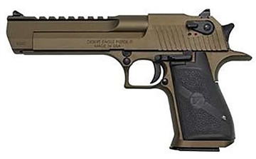 Picture of Magnum Research Desert Eagle, MK19, Single Action, Semi-automatic, Metal Frame Pistol, Full Size, 50 Action Express, 6" Barrel, Steel, Cerakote Finish, Burnt Bronze, Plastic Grips, Fixed Sights, Ambidextrous Thumb Safety, 7 Rounds, 1 Magazine, Ambidextrous DE50BB