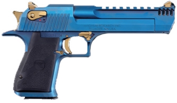 Picture of MAGNUM RESEARCH DESERT EAGLE 50AE 6 CARBO BLUE W/GOLD BLEM ZDE50CBG