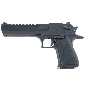Picture of Magnum Research Desert Eagle, Single Action, Semi-automatic, Metal Frame Pistol, Full Size, 44 Magnum, 6" Barrel, Steel, Black, Rubber Grips, Fixed Sights, Ambidextrous Thumb Safety, 8 Rounds, 1 Magazine, Ambidextrous DE44