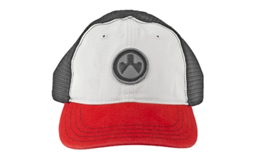 Picture of Magpul Industries Icon Patch Garment Washed Trucker Hat, Stone/Black/Red, One Size Fits Most MAG1105-110 MAG1105110