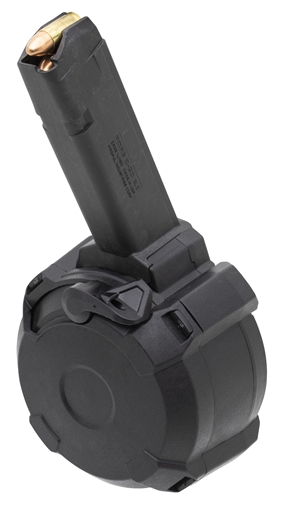 Picture of Magpul Industries PMAG D-50, 9MM, 50 Rounds, Drum, Fits Double Stack 9MM Glocks, Black MAG1033-BLK MAG1033BLK