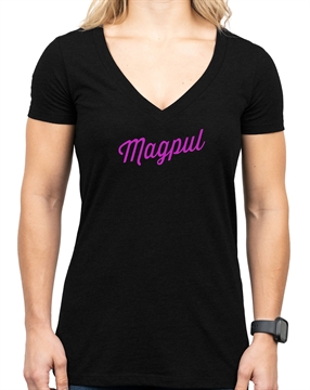Picture of Magpul MAG1336-001-S Rover Script Women's Black Cotton/Polyester Short Sleeve Small MAG1336001S