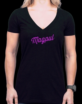 Picture of Magpul MAG1336-001-XL Rover Script Women's Black Cotton/Polyester Short Sleeve XL MAG1336001XL