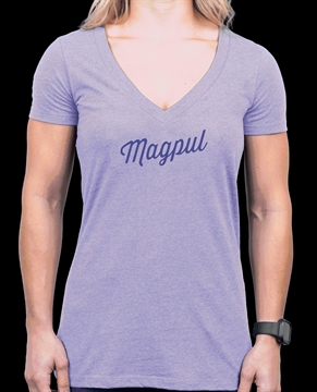 Picture of Magpul MAG1336-530-L Rover Script Women's Orchid Heather Cotton/Polyester Short Sleeve Large MAG1336530L
