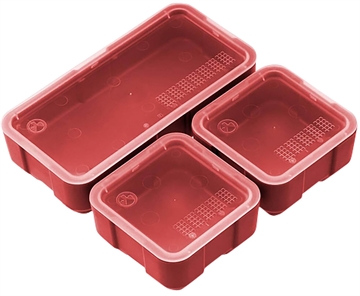Picture of Magpul Industries DAKA Bins, 2X2 and 2X4 Set, Compatible with DAKA GRID Organizer Panels, 2X2 Measures 3.2"x 3.2"x 1.3" and 2X4 Measures 3.2"x 6.9"x 1.3" Internal, Matte Finish, Red, (1) 2X4 Bin and (2) 2X2 Bins Included MAG1389-RED MAG1389RED