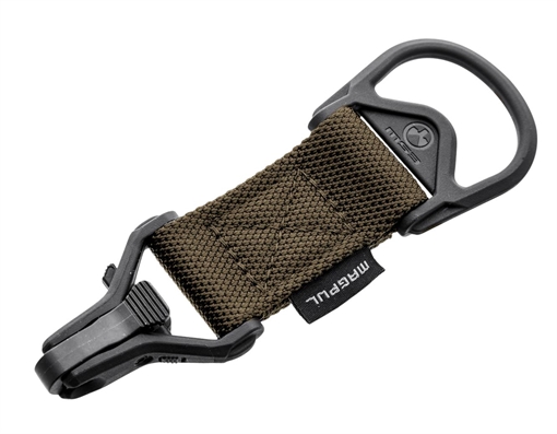 Picture of Magpul MAG516-COY MS1/MS3 Sling Adapter made of Steel with Coyote Melonite Finish, Polymer Hardware, Nylon 1.25" Webbing & Two to One-Point Design for AR-15, M4 & M16 MAG516COY