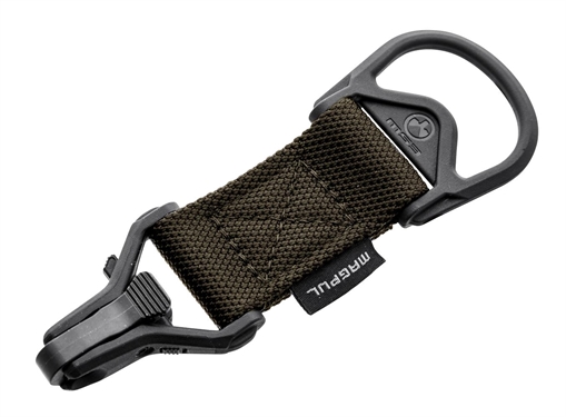 Picture of Magpul MAG516-RGR MS1/MS3 Sling Adapter made of Steel with Ranger Green Melonite Finish, Polymer Hardware, Nylon 1.25" Webbing & Two to One-Point Design for AR-15, M4 & M16 MAG516RGR