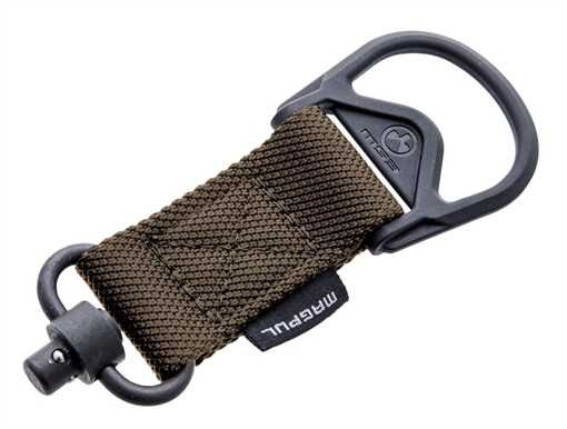 Picture of Magpul MAG517-COY MS1/MS3 QD Sling Adapter made of Steel with Maganese Phosphate Coyote Finish, Polymer Hardware, Nylon 1.25" Webbing & Two to One-Point Design for AR-15, M4, M16, AK-Platform & AKM MAG517COY