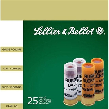 Picture of Sellier & Bellot Shotgun 12Gauge 2.75" 2 11/16oz 15 Rubber Pellets Shot 25 Per Box/10 Case SB12RSA
