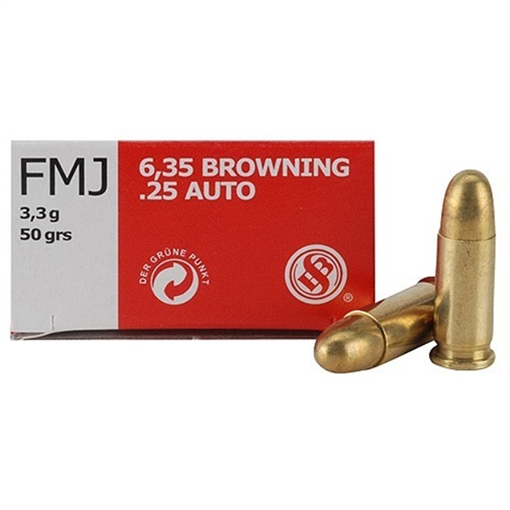 Picture of Sellier & Bellot Handgun 25ACP 50gr Full Metal Jacket 50 Per Box/40 Case SB25A