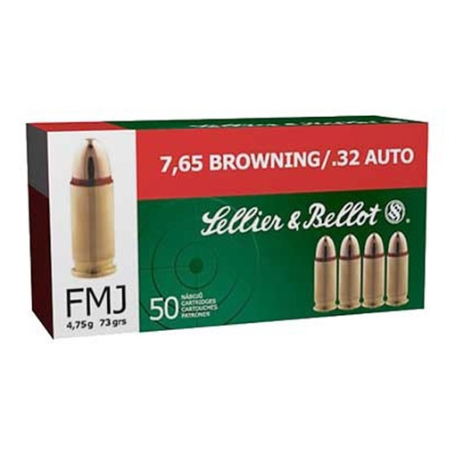 Picture of Sellier & Bellot Sellier & Bellot Pistol Ammo 32 Auto/7.65 Browning 73gr. FMJ 50 rd. SB32A