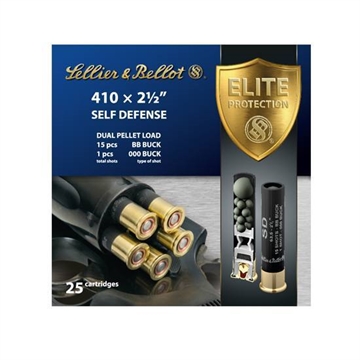Picture of Sellier & Bellot Self Defense 410Gauge 2.50" 15 Pellets 1/2oz 000Buck Shot 25 Box/20 Case SB410SDA
