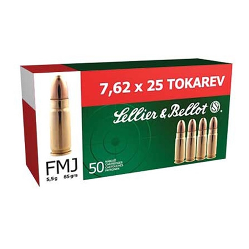 Picture of Sellier & Bellot Handgun 7.62x25mmTokarev 85gr Full Metal Jacket 50 Per Box/30 Case SB762TOK