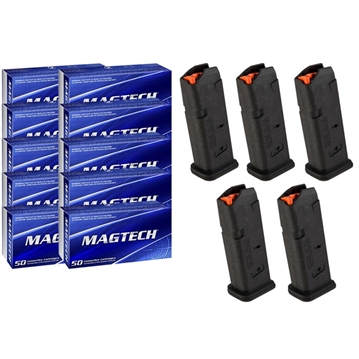 Picture of Brownells Bundles SPORT SHOOTING 9MM LUGER 115GR 500RD W/5X GL9 10RD MAGS MAG907-BLK MIX