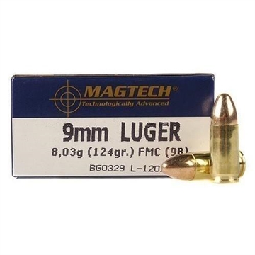 Picture of MagTech Handgun Ammunition 9mm Luger 124 gr FMJ 1109 fps 1000/ct Case (20-50/ct Boxes) 9BC