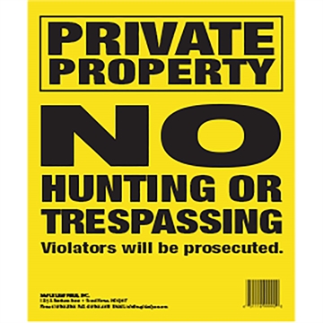 Picture of Maple Leaf Press Maple Leaf No Trespassing Sign Yellow 10 x 12 in. Vertical 25 pk. NTP-4-25