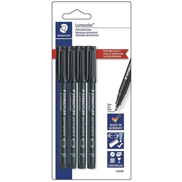 Picture of STAEDTLER Marker Pen Perm Fine 4pk BK BK4 031901937362