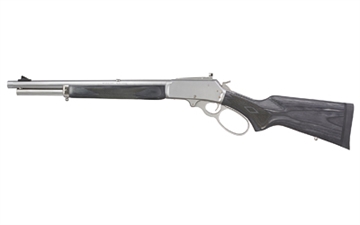 Picture of Marlin Firearms 1895 Trapper, Large Loop, Lever Action Rifle, 45-70 Government, 16.5" Threaded Barrel, 11/16X24" Pattern, Satin Finish, Silver, Black Laminate Stock and Forend, Adjustable Skinner Sights, Crossbolt Safety, 5 Rounds, Right Hand 70450