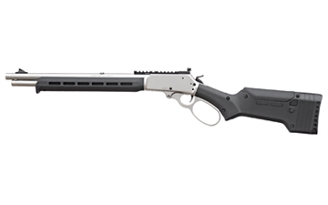 Picture of Marlin Firearms 1895, Trapper, Lever Action Rifle, .45-70 Government, 16.17" Cold Hammer Forged Barrel, Threaded 11/16x24, Stainless Finish, Silver, Black Magpul ELG Stock and M-LOK Forend, Skinner Blade Front Sight, Skinner Adjustable Rear Sight, 5 Rounds 70912