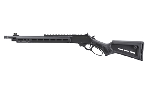 Picture of Marlin Firearms 336 Dark Series, Lever Action Rifle, 30-30 Winchester, 16.17" Barrel, 5/8-24 Thread Pitch, Radial Muzzle Brake, Satin Finish, Black, Picatinny Rail, M-LOK Handguard, Fiber Optic Front Sight with Tritium Ring, Adjustable Ghost Ring Rear Sight, Mid-Size Lever, 5 Rounds 70902