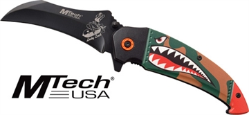 Picture of MC MTECH 3.5" FOLDER HAWKBILL BLADE SHARK/BOMB BLACK MTA1130GN