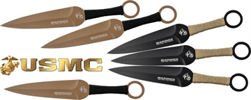 Picture of MC USMC 9" SPEAR POINT THROWING KNIVES 6-PACK BLK/FDE MT0016CS