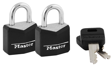 Picture of Master Lock Padlock Keyed Open With Key Keyed Alike Steel Vinyl-Covered 2 Per Pkg 121T