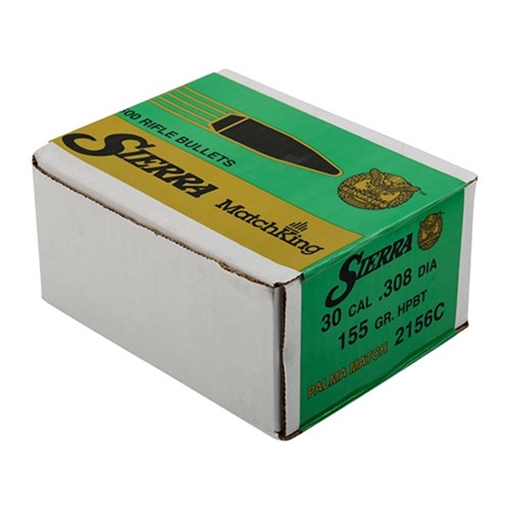 Picture of Sierra MatchKing Rifle Bullets .30 cal / 7.62mm .308" 155 gr HPBT PALMA MATCH 500/ct 2156C