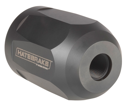 Picture of Maxim Defense Hate Brake Black DLC 17-4 Stainless Steel with 1/2"-28 tpi Threads, 2.40" OAL, 1.50" Diameter & Octagon Shape for 5.56x45mm NATO MXM47707